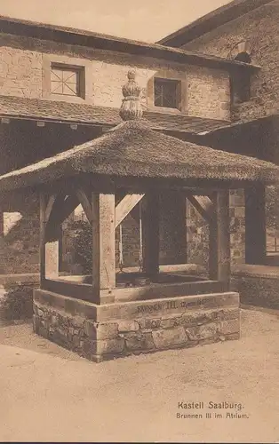 AK Die Saalburg Brunnen im Atrium, ungelaufen