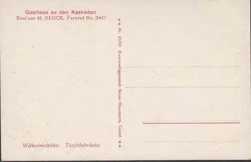 AK Kassel Wilhemshöhe Teufelsbrücke Gasthaus zu den Kaskaden, ungelaufen