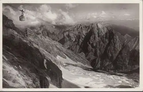 AK Bayrische Zugspitzbahn Seilbahn vom Schneefernerhaus, gelaufen 1933