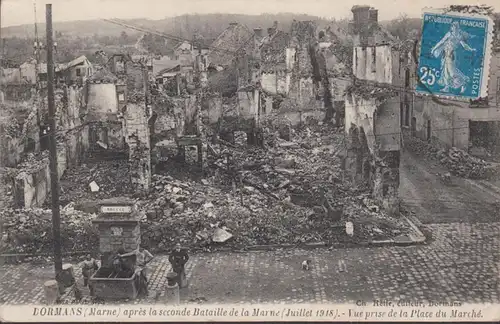 CPA Dormans après la seconde Bataille de la Marne, circulé 1920