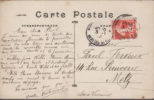 CPA Bonne Année Gage d'affection, circulé 1910