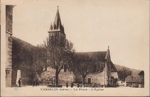 CPA Vasselin La Place L'Église, circulé