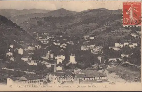 CPA Vals les Bains Vue générale Quartier de Eaux, circulé 1917