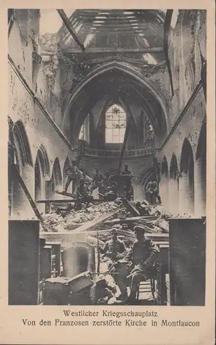 CPA Montfaucon Westlicher Kriegsschauplatz Von den Franzosen zerstörte Kirche, non circulé
