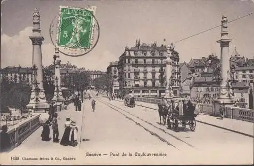 AK Genf, Coulouvreniere Brücke, gelaufen 1912