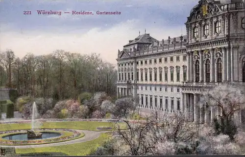 AK Würzburg Residence côté jardin, inachevé-date 1922