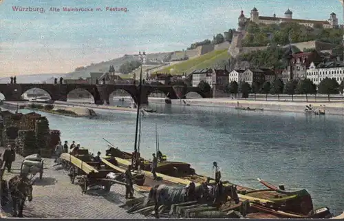 AK Würzburg Alte Mainbrücke mit Festung, ungelaufen