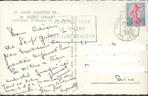 CPA Béziers Cathédreake Saint Nazaire et les Ponts, circulé 1961