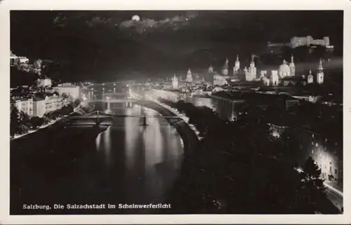 AK Salzburg Salzachstadt im Scheinwerferlicht Mi.912, gelaufen 1954
