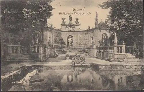 AK Salzburg Hellbrunn Fürsten table, couru