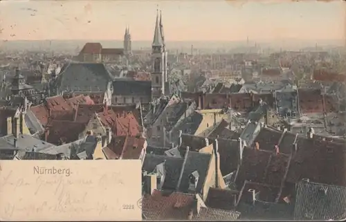AK Nuremberg Vue de la ville, couru en 1906