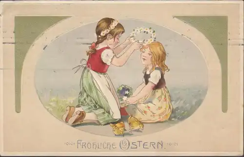 AK Fröhliche Ostern Präge- AK, gelaufen 1911