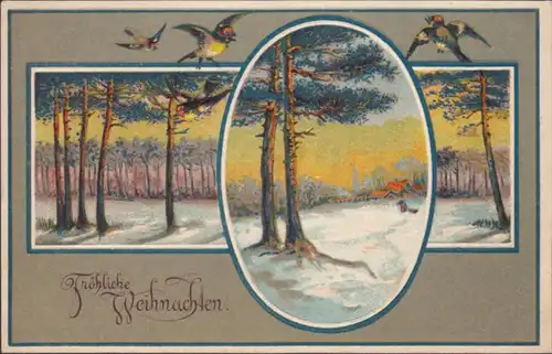 AK Fröhliche Weihnachten Präge- AK, gelaufen 1910