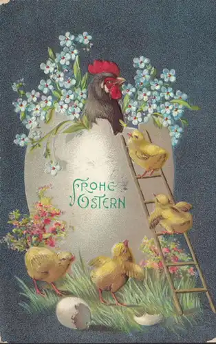 AK Frohe Ostern Präge- AK, gelaufen 1911