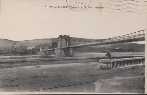 CPA Saint-Vallier Le Pont suspendu, circulé 1924