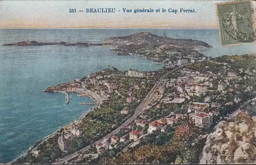 CPA Beaulieu-sur-Mer Vue générale et le Cap Ferrat, circulé 1920