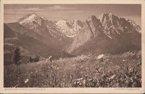 AK Garmisch Zugspitzengruppe, gelaufen 1925