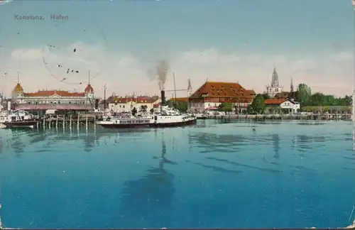 AK Konstanz Hafen Feldpost, gelaufen 1915