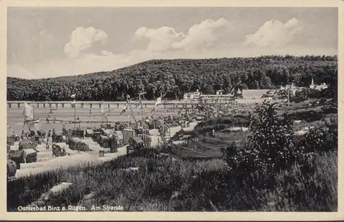 AK Binz a. Rügen Am Strande, gelaufen 1935