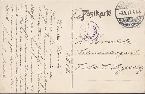 AK Hadersleben Am Damm Feldpost, gelaufen 1917