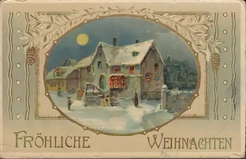 AK Fröhliche Weihnachten, gelaufen 1912