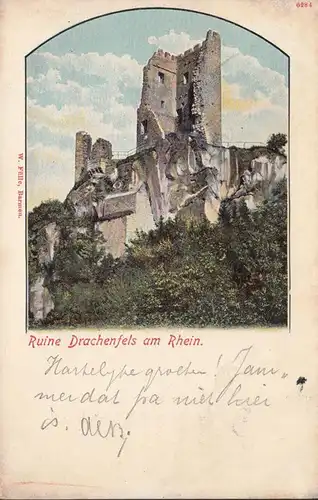 AK Ruine Drachenfels am Rhein, gelaufen 1901