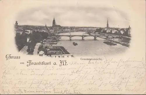 AK Gruss aus Frankfurt a.Main Gesamtansicht, gelaufen 1897