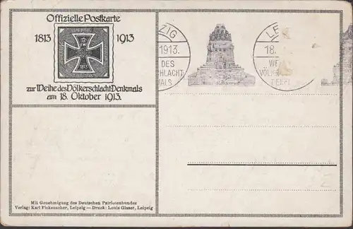 AK Leipzig Völkerschlachtdenkmal, gelaufen 1913