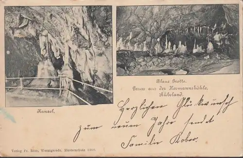 AK Rübeland Gruss aus der Hermannshöhle, gelaufen 1902