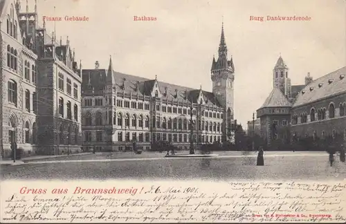 AK Gruss aus Braunschweig, gelaufen 1901