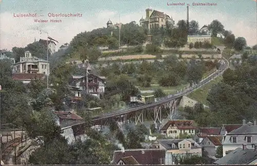 AK Oberloschwitz Luisenhof Drahtseilbahn, gelaufen 1906