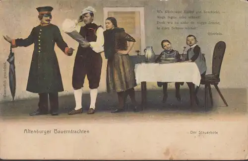 Altenburger Bauerntrachten Der Steuerbote, gelaufen 1912