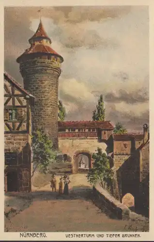 Nürnberg Vestnerturm und Tiefer Brunnen, ungelaufen