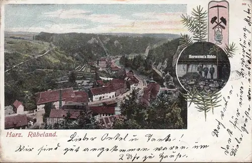 AK Rübeland Vue de la ville de Hermann's Grotte, couru en 1904