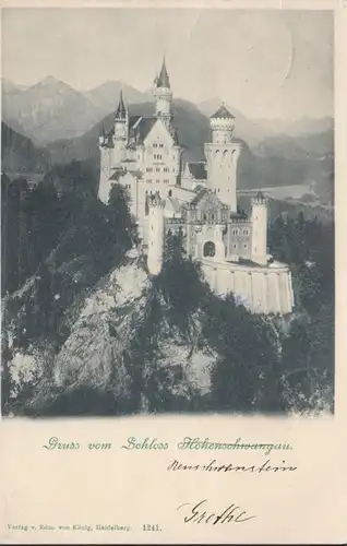 AK Gruss vom Schloss Neuschwanstein Fehldruck, gelaufen 1899