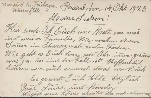 AK Familienbild an den Triberger Wasserfällen, ungelaufen- datiert 1923