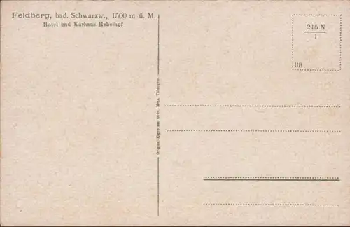 AK Feldberg Hotel Kurhaus Hebelhof, ungelaufen