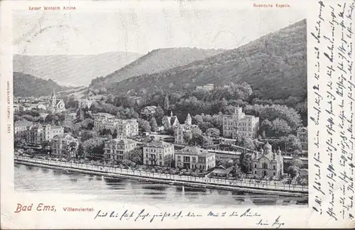 AK Bad Ems Villenviertel, gelaufen 1901