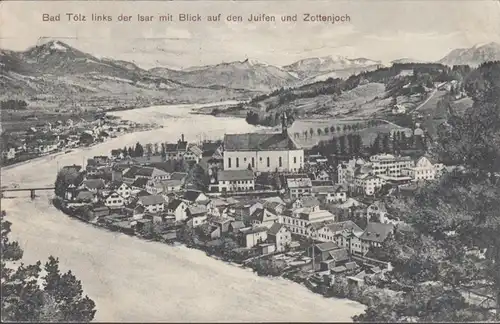 AK Bad Tölz Vue sur Juifen et Zottenjoch, couru 1928