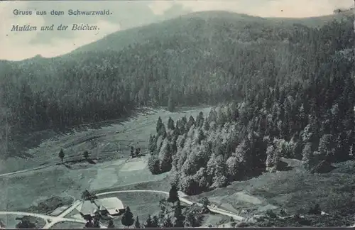 AK Gruss aus dem Schwarzwald Mulden und der Belchen, gelaufen 1907