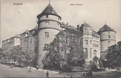 AK Stuttgart Altes Schloss, gelaufen 1909