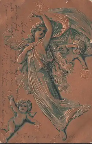 AK Drei Engel Präge-AK, gelaufen 1906