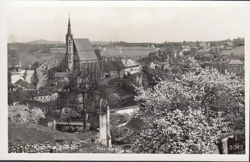 AK Krumlov, Krumau, Kirche, Stadtansicht, ungelaufen