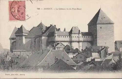 CPA Annecy Le Château vu du Pont-Neuf, circulé 1905