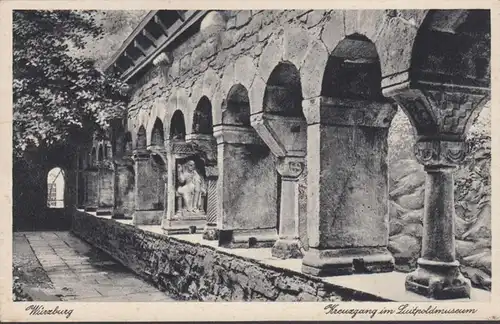 AK Würzburg Kreuzgang im Luitpoldmuseum, gelaufen 1944