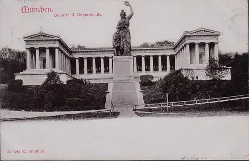 AK München Bavaria und Ruhmeshalle, gelaufen