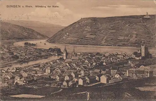 AK Bingen a. Rhein Mündung der Nahe, gelaufen 1913