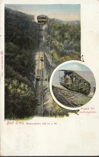 AK Bad Ems Malbergbahn Wagen der Malbergbahn, gelaufen 1910