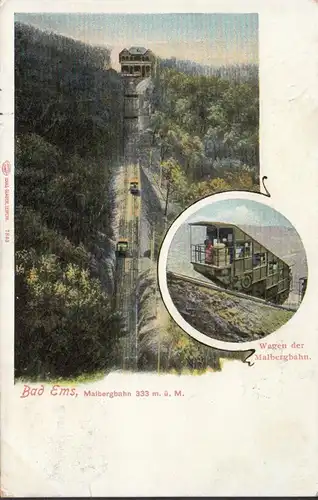 AK Bad Ems Malbergbahn Wagen der Malburgbild, couru 1910