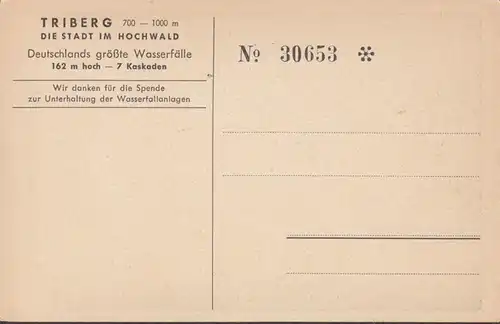 AK Triberger Wasserfälle No. 30653, ungelaufen